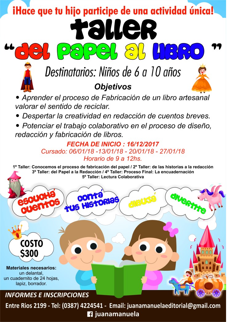 AFICHE - TALLER DEL PAPEL AL LIBRO